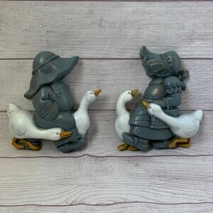 Vintage Burwood Products Wall Decor Geese or Ducks Boy and Bonnet Girl Set of 2